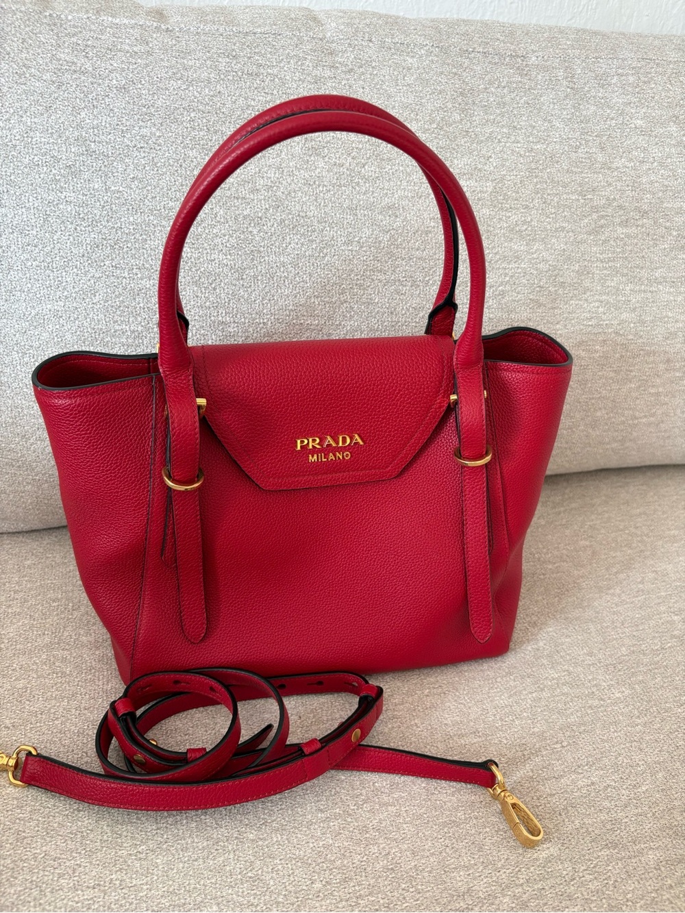 Red Leather Top-Handle Tote